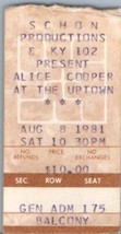 Vintage Alice Cooper Ticket Stub August 8 1981 Kansas City Missouri - £27.37 GBP