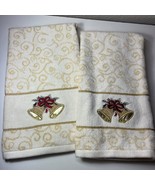 St. Nicholas Square 2 Hand Towels 10.5”x18” Embroidered Bows Appliquéd B... - $186.31 MXN