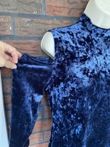 Crushed Blue Velvet Cold Shoulder Dress Medium Long Sleeve Misia Stretch... - £18.18 GBP