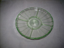 Vtg Green Vaseline Uranium Depression Glass 5 Divided Veggie Relish Dish Tray - £18.78 GBP