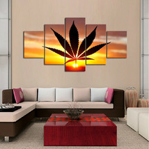 Multi Panel Print Cannabis Good Sunset Canvas 5 Piece Wall Art Weed Marijuana - £21.98 GBP+