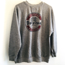 Brixton Sweater Size XL Men&#39;s Gray Graphic Distressing Pullover Sweatshirt Holes - £18.94 GBP