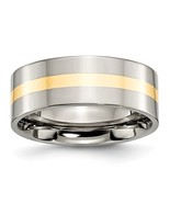 Men&#39;s Titanium &amp; 14K Yellow Gold Inlay 8mm Band - €271,14 EUR
