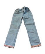 Matilda Jane Girls Denim Jeans W/ Floral Trim Size 10 Adjustable Waist L... - $327.08 MXN