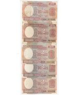 India 2 Rupees Set Di 5 Banconote Diverse Racc. Segni Vecchie Edizioni - $11.87