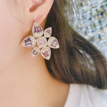 new Trendy flower shapeGeometric Earring For Women Wedding Party Indian Dubai Br - £58.92 GBP