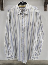 Men&#39;s Tommy Bahama 100% Cotton White &amp; Blue Striped Button Up Shirt - Si... - £11.40 GBP