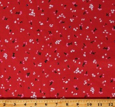 Cotton Lawn Tossed Cherries Cherry Floral Red Fabric Print by the Yard D138.05 - £9.55 GBP