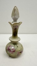 Vintage Hand-Painted Floral Nippon Perfume Bottle with Stopper - £11.79 GBP