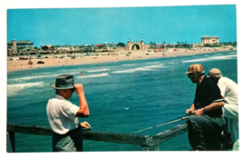 Ocean Pier Fishing Old Cars Daytona Beach Florida Colourpicture Postcard 1950s - £7.81 GBP