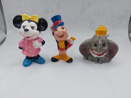 Walt Disney Japan - Lot of 3 Vintage 3&quot; Figurines: Minnie, Jiminy, &amp; Dum... - $33.98
