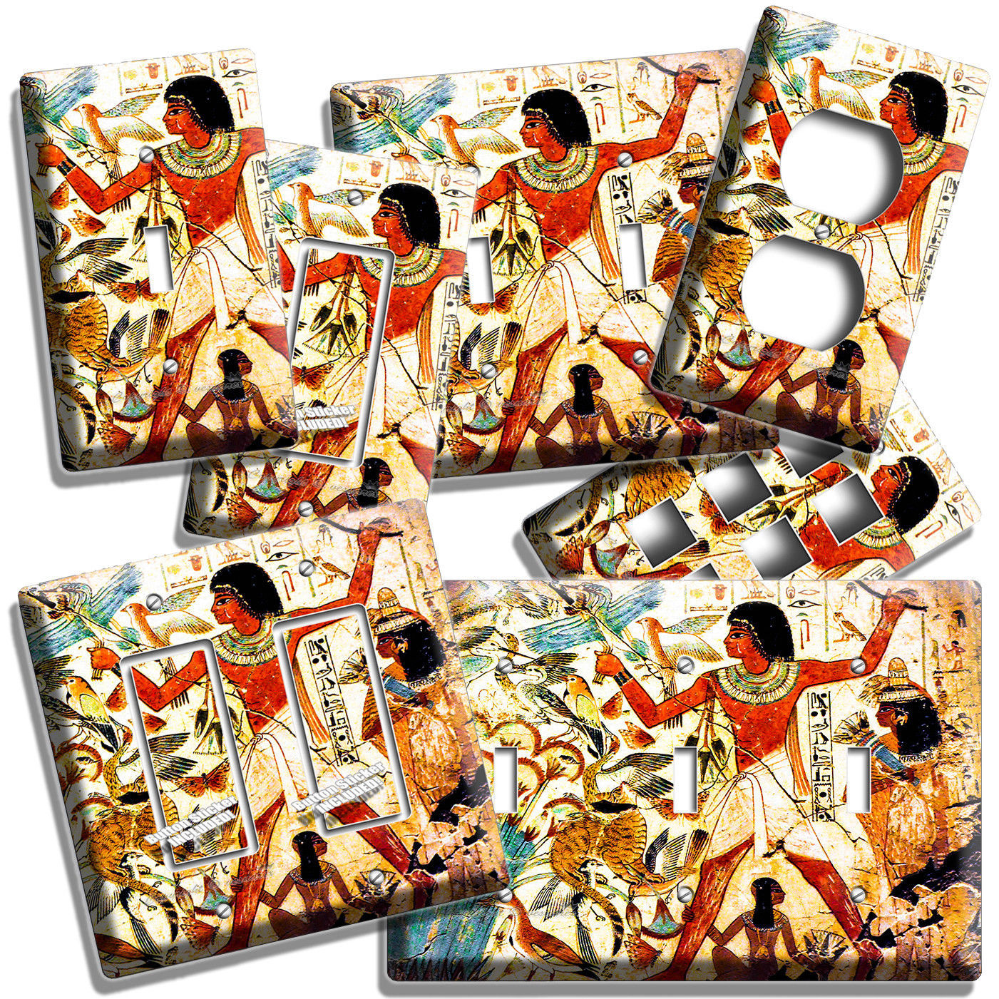 ANCIENT EGYPTIAN PEOPLE ANIMALS HIEROGLYPH WALL ART LIGHT SWITCH OUTLET PLATE HD