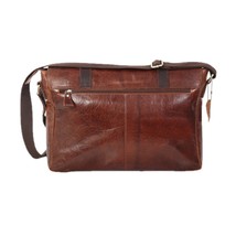 Adam Burk Leather Laptop Messenger Portfolio Shoulder Travel Bag Brown 18ABP4BR - $69.29