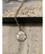 Silver Sand Dollar Charm Pendant with Silver Necklace Chain - £20.39 GBP
