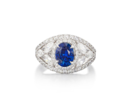 Statement 3 CT Oval 9*7mm Simulated Blue Sapphire CZ Halo Cocktail Ring Women - £66.00 GBP