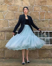 Light BLUE Tiered Tulle Skirts Women's Layered Tulle Skirt Holiday Skirt Outfit  image 11