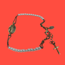 Vintage 925 Dyadema Italy Spiritual Christian Bracelet Cross Mary - £14.00 GBP