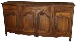 Rococo Sideboard Louis XV Antique French 1900 Oak 4-Doors 2-Drawer - £2,517.84 GBP