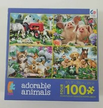 Adorable Animals Four 100 Piece Jigsaw Puzzles 15&quot;x 11&quot; - £14.92 GBP