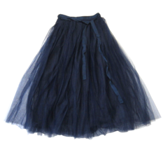 NWT J.Crew Tulle Ball Skirt in Navy Blue Pleated Ribbon Belt A-line 8 - £74.00 GBP