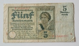 GERMANY 5 RENTEN-MARK BANKNOTE FROM 1926 XF VERY RARE - $27.70