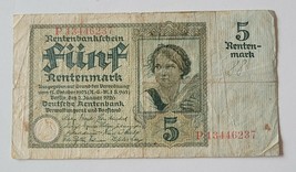 Germany 5 RENTEN-MARK Banknote From 1926 Xf Very Rare - $27.70