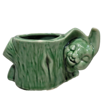 Shawnee Rabbit Bunny Tree Stump Pottery Easter Green Ceramic Planter Vtg USA 606 - £13.47 GBP