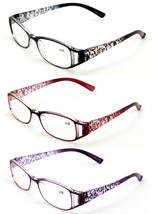 V.W.E. Womens Rectangular Reading Glasses, Black/Maroon/Purple, 3 Pair - £31.02 GBP+