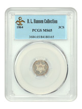 1864 3CS PCGS MS65 ex: D.L. Hansen - £2,911.34 GBP