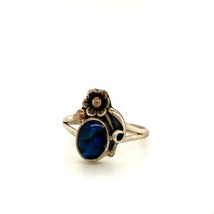 Vintage Signed Sterling Silver Native American Abalone Shell Flower Ring... - $36.62