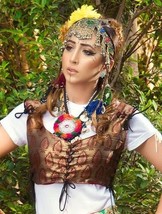 Copper Brown ATS Tribal Bellydance Velvet Gypsy Corset Bohemian ATS Chol... - £39.49 GBP
