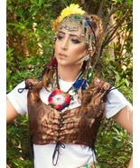 Copper Brown ATS Tribal Bellydance Velvet Gypsy Corset Bohemian ATS Chol... - $68.37 CAD
