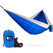Hammock parachute double wide swing camping gear w/ rope 10ft x 6ft 500 lbs blue - £22.51 GBP