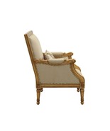 Daesha Chair w/Pillow, Tan Flannel &amp; Antique Gold Finish - $26,734.61 MXN