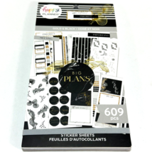 The Happy Planner Sticker Book Gold and Black 609 Pieces Memory Planning - £12.81 GBP