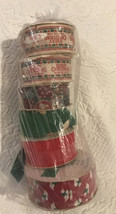 Vtg 6 mixed Rolls Floral Gift Tie Ribbon Velvet + Merry Christmas Design... - $24.47