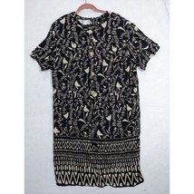 Jessica Howard Womans Casual Dress Size 22 Floral Black Beige Linen Blend - £22.79 GBP