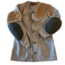 10X Mfg Co Shooting Jacket Mens M Left Hand Gray Leather Pads Vintage US... - £69.07 GBP