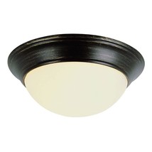 Rubbed Oil Bronze Finish 3-light Flush Mount with Marbelized Shade Brown - £51.10 GBP