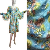 Rare 70s Dreamy Floral Angel Bishop Sleeve Ethereal Fairycore Festival Dress M - £149.73 GBP