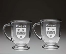 Crawford Irish Coat of Arms Glass Coffee Mugs - Set of 2 - £26.98 GBP