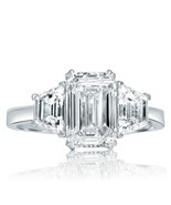 GIA 2.06CT D-VS1 3 Piedra Laboratorio Crecido Esmeralda Diamante (2.84TCW) Ring - $3,380.33