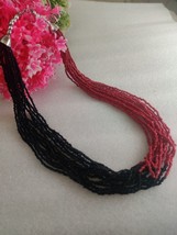 BLACK RED SHINY seeds beadS native american necklace jewellery - £11.13 GBP