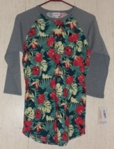 Nwt Womens Lu La Roe &quot;Randy&quot; Gray Heather W/ Floral Print Knit Top Size Xs - £18.35 GBP