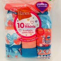 10 Pair Hanes Girls Sz 12 Tagless Bikini Panties Cotton Breathable Pastel NEW - $6.95