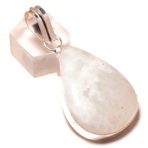Shiny Rainbow Moonstone Pear Gemstone 925 Silver Overlay Handmade Pendant - £7.96 GBP