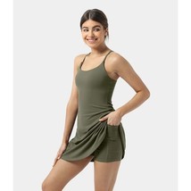 Halara Everyday Cloudful 2-in-1 Flare Workout Dress-Wannabe Green L - £26.36 GBP