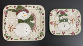 Two Expressly Yours Pottery Cookie Serving Platters 2005 12&quot;x 10&quot; &amp; 9&quot;x ... - £78.68 GBP