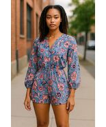 Old Navy Women’s Floral Long Sleeve Romper Blue Pink Pockets Small SP Bo... - €12,35 EUR