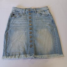 KanCan Los Angeles KC5145L Women's Blue Front Button Frayed Denim Skirt Size S image 9